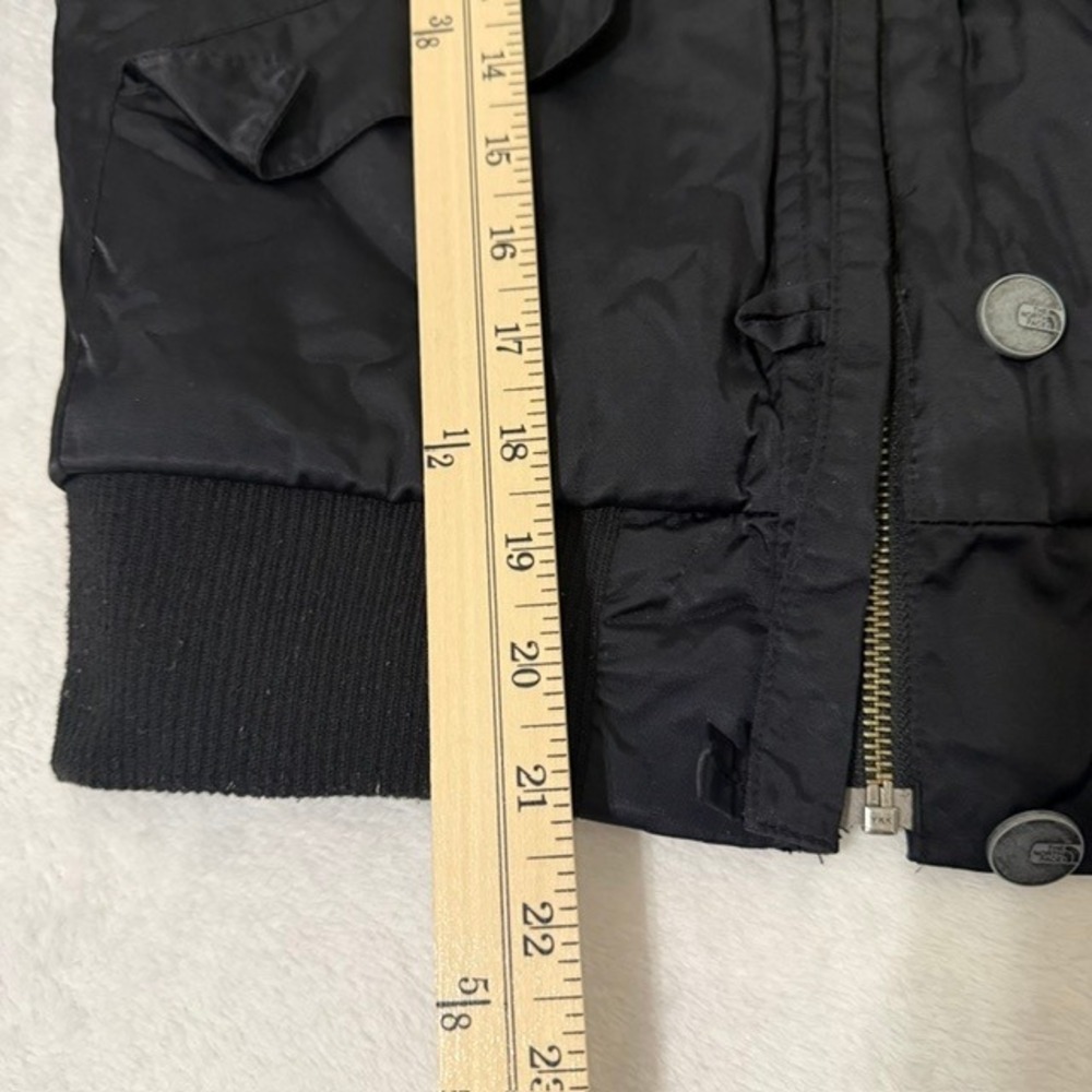 The North Face Vintage Satin Bomber Jacket Rib Knit Collar Black Small - Picture 13 of 15